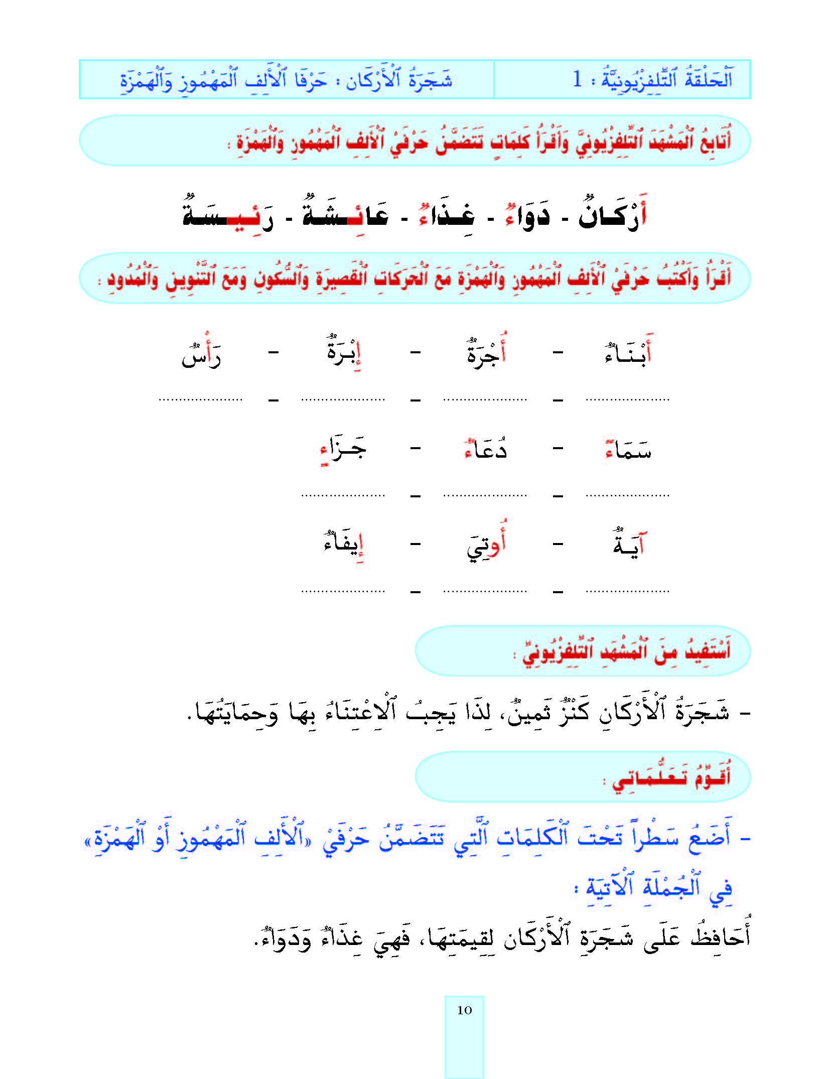 الدرس الثاني، المستوى الأول المرحلة الثانية من برنامج محو الأمية بواسطة التلفاز والأنترنيت.
